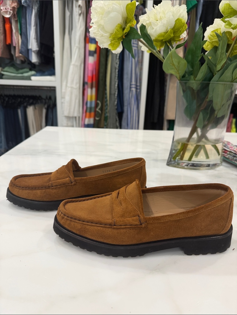 Women’s Ann Mashburn Suede Penny Loafers in Brown
